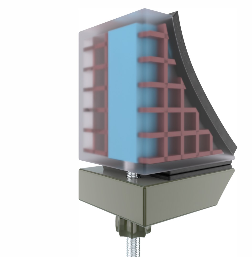 Cutaway render showing ComforClip's internal ribbing structure