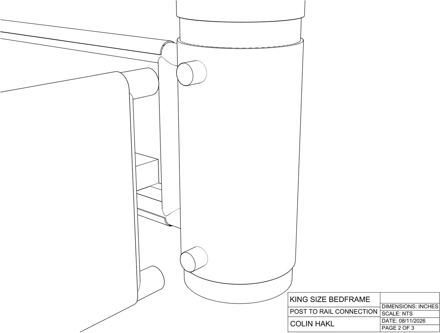 Detail drawing of the post-to-rail keyed slot connection