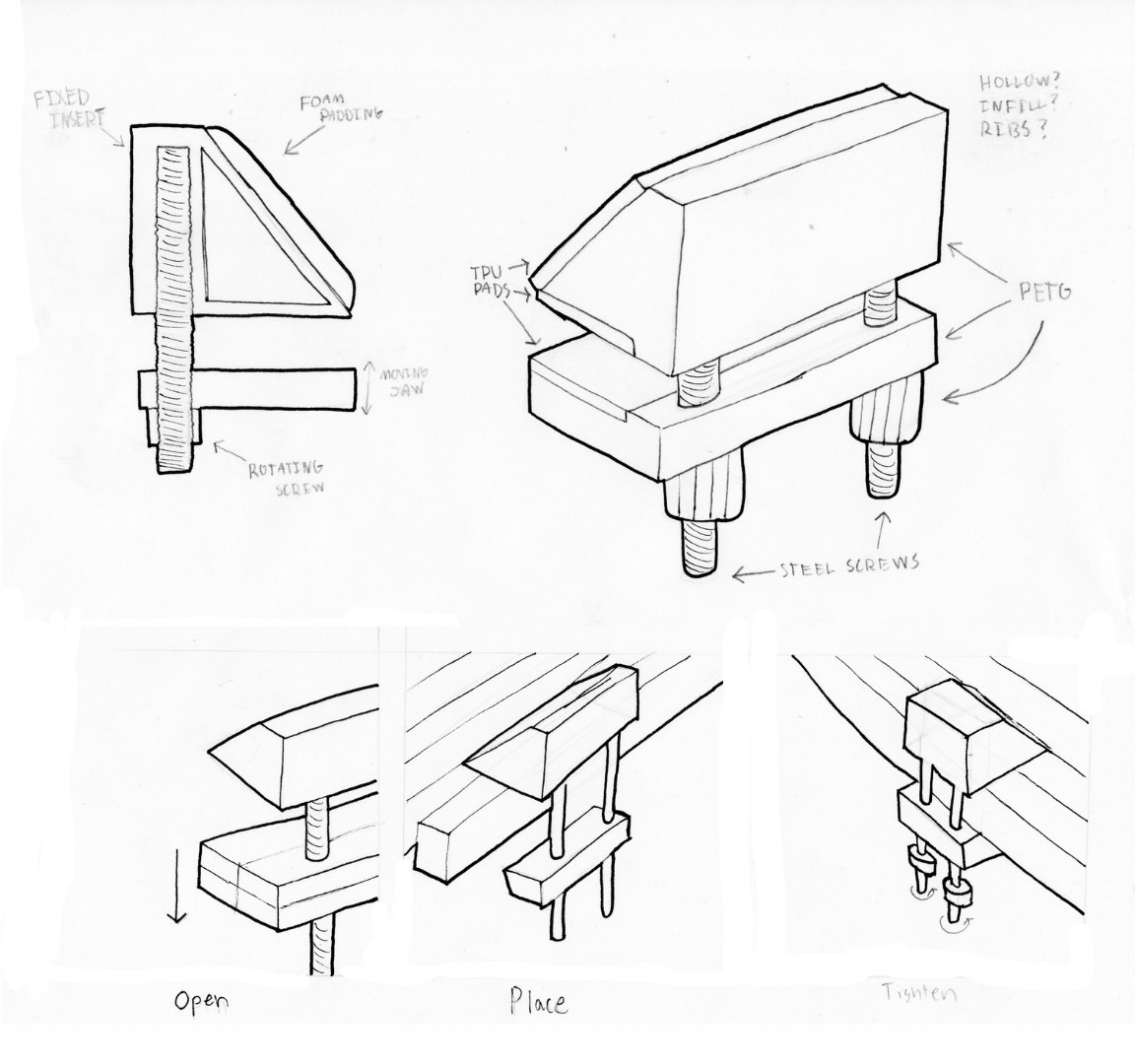 Early concept sketches exploring portable, easy-to-use forms